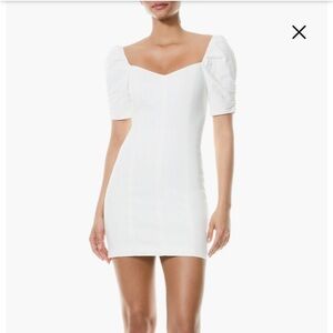 Alice and Olivia mimi puff sleeve denim minidress
